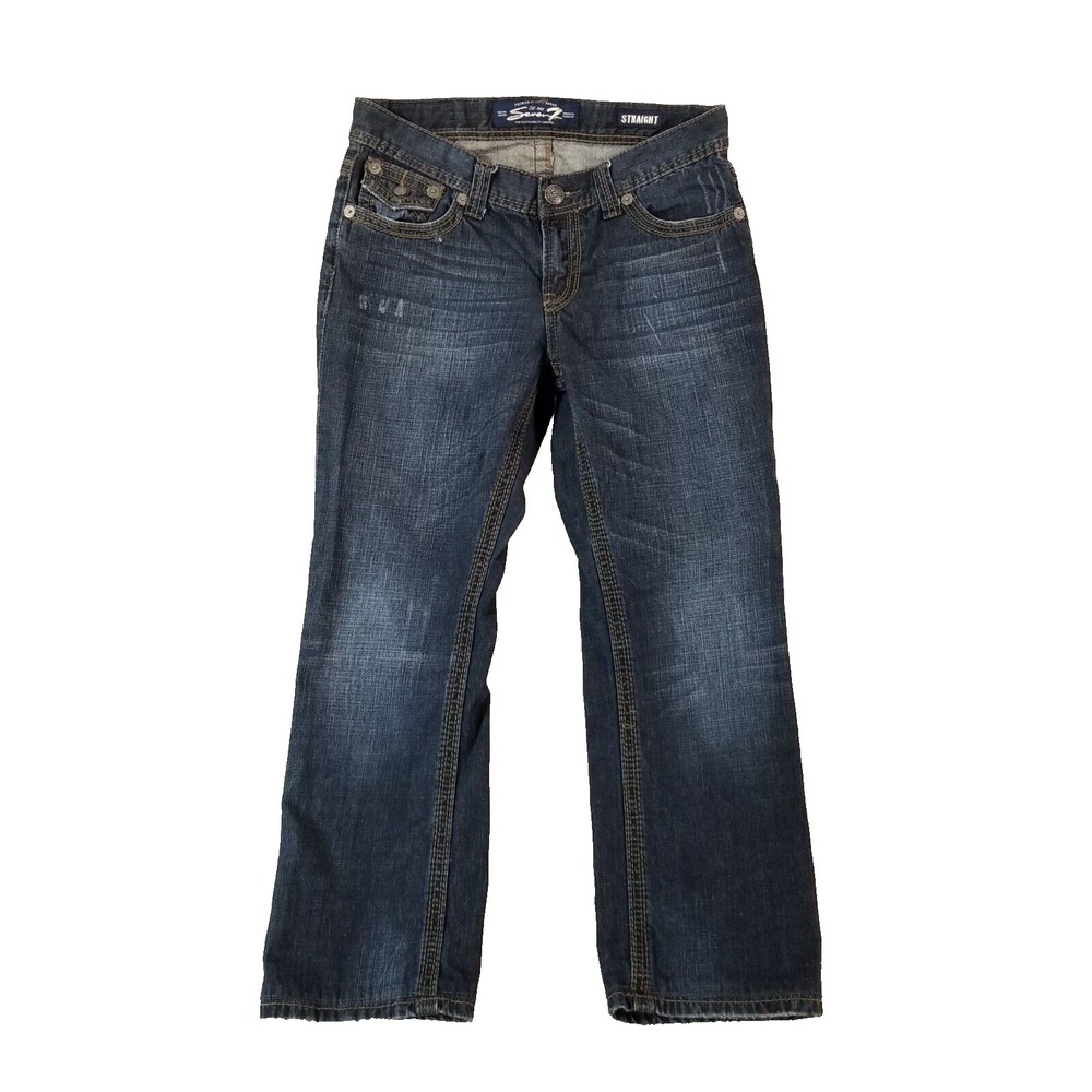 Seven7 jeans men's 32x28 regular fit straight blue denim pants flap pocket